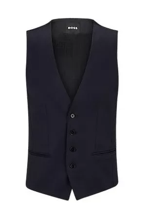 HUGO BOSS Slim-fit waistcoat in virgin-wool serge