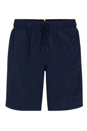 HUGO BOSS Fully lined swim shorts with 3D logo embroidery
