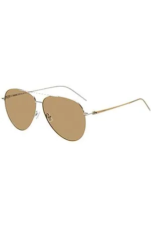 HUGO BOSS Camel sunglasses in lightweight steel