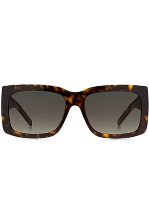 HUGO BOSS Havana bio-acetate sunglasses with signature hardware