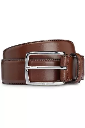 HUGO BOSS Italian-made polished-leather belt with stitching detail