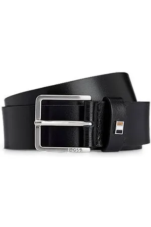 HUGO BOSS Italian-leather belt with signature-stripe keeper trim