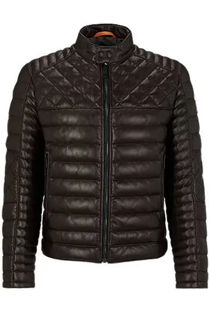 HUGO BOSS Nappa leather jacket with stand collar