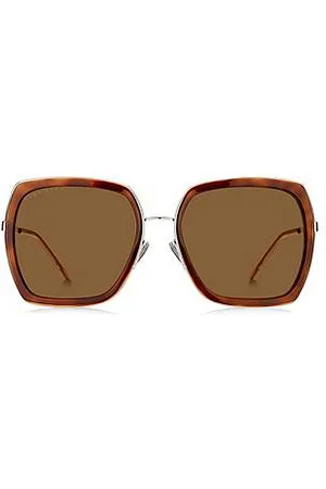 HUGO BOSS Angular sunglasses with Havana frames and signature hardware