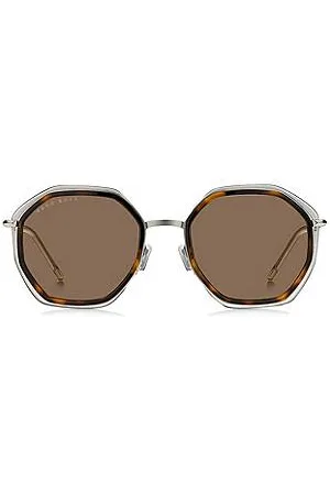 HUGO BOSS Angular sunglasses in Havana acetate with brown lenses
