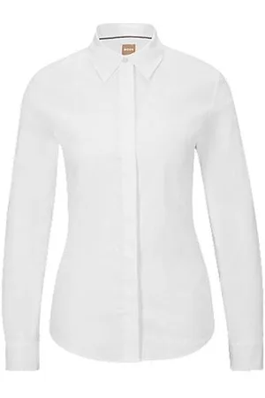 HUGO BOSS Slim-fit blouse in cotton-blend poplin