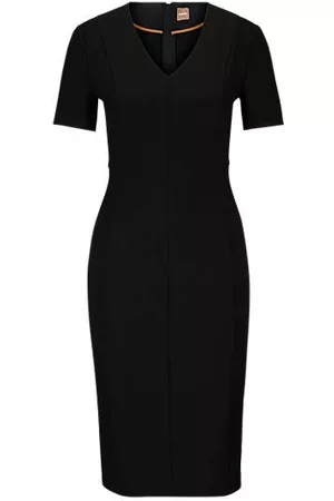 HUGO BOSS V-neck dress in stretch fabric