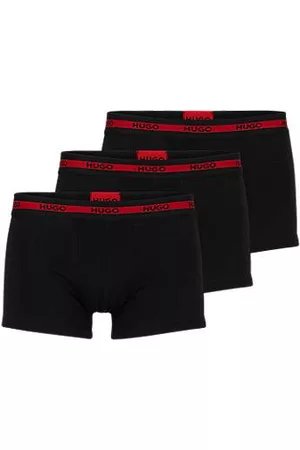 HUGO BOSS Three-pack of stretch-cotton trunks with logo waistbands