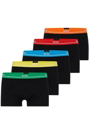 HUGO BOSS Five-pack of stretch-cotton trunks with logo waistbands