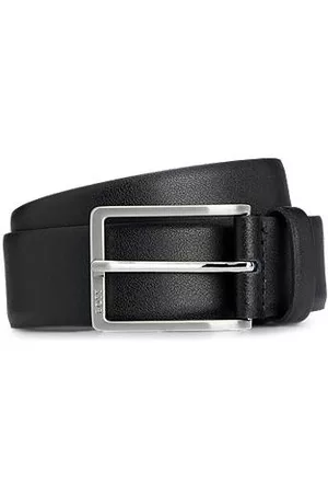 HUGO BOSS Italian-made leather belt with engraved-logo buckle