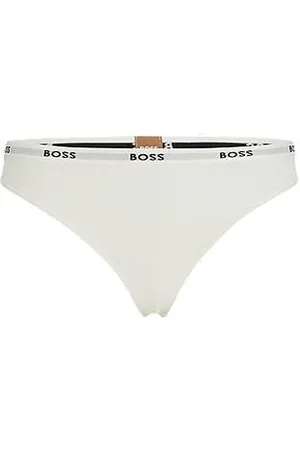 Stretch-jersey thong with logo waistband