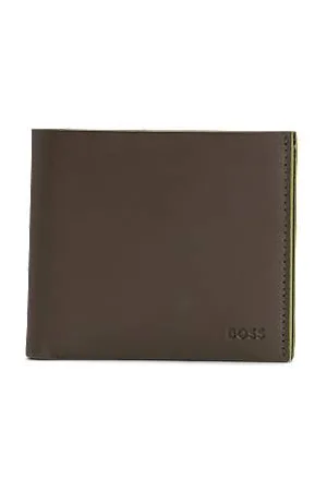 BOSS - Faux-leather wallet with perforated signature stripe