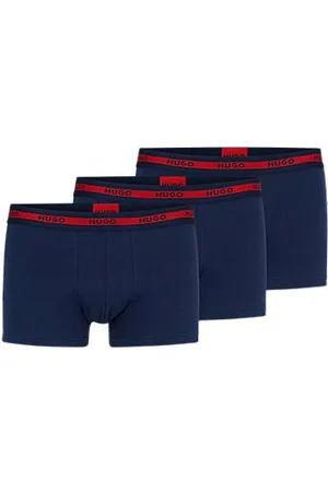 HUGO BOSS Three-pack of stretch-cotton trunks with logo waistbands