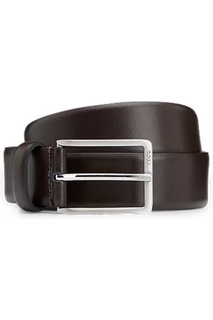 HUGO BOSS Italian-made leather belt with engraved-logo buckle