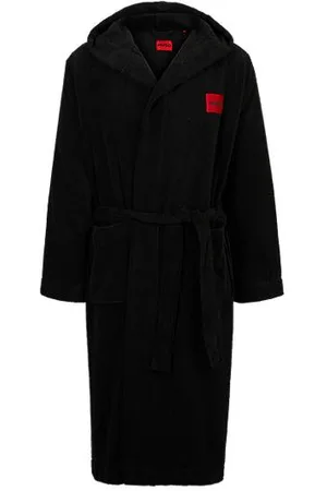 HUGO BOSS Cotton-terry dressing gown with red logo label