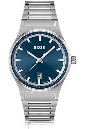 HUGO BOSS Blue-dial watch with stainless-steel link bracelet