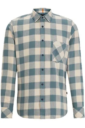 BOSS - Regular-fit shirt in checked cotton flannel