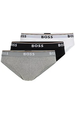 HUGO BOSS Three-pack of stretch-cotton briefs with logo waistbands