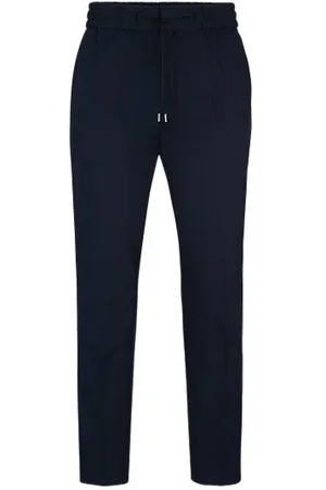 HUGO BOSS Performance-stretch cotton trousers with drawcord waist
