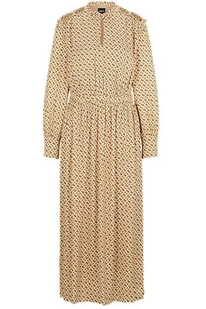 HUGO BOSS Silk-blend dress with monogram print
