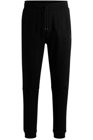 HUGO BOSS Cotton-terry tracksuit bottoms with logo patch