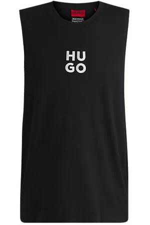 HUGO BOSS Cotton-jersey tank top with stacked logo embroidery
