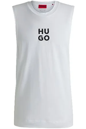 HUGO BOSS Cotton-jersey tank top with stacked logo embroidery