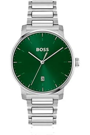 HUGO BOSS H-link-bracelet watch with green dial
