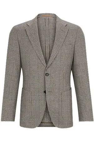 HUGO BOSS Slim-fit jacket in checked silk and virgin wool