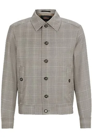 HUGO BOSS Slim-fit jacket in water-repellent checked virgin wool