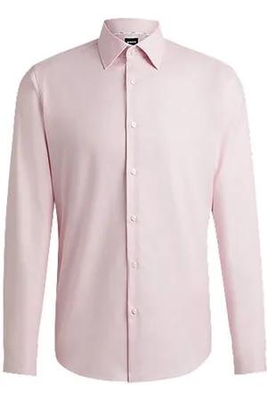HUGO BOSS Regular-fit shirt in easy-iron structured stretch cotton