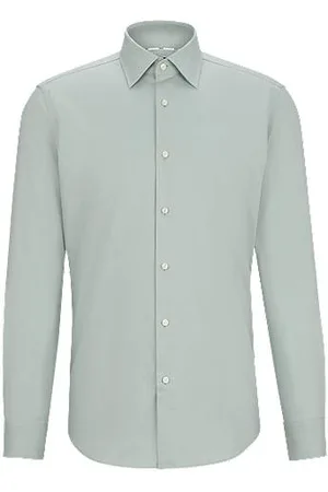 HUGO BOSS Regular-fit shirt in easy-iron structured stretch cotton