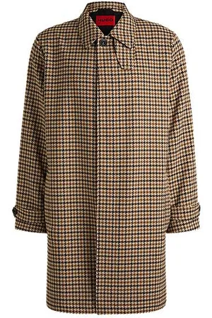 HUGO BOSS Houndstooth-check coat with concealed closure