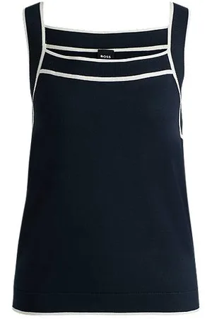 HUGO BOSS Wide-neck knitted vest top with contrast piping