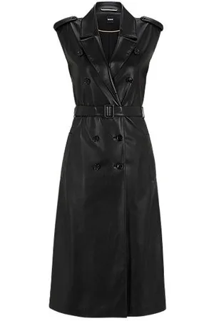 HUGO BOSS Faux-leather dress with double-breasted front