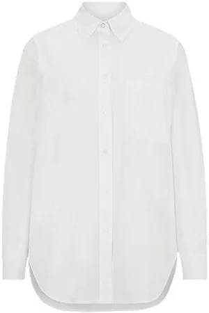 HUGO BOSS Long-length relaxed-fit blouse in cotton poplin