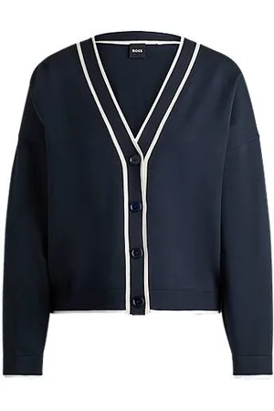 HUGO BOSS V-neck cardigan in stretch fabric with button closure