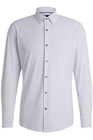 HUGO BOSS Slim-fit shirt in printed performance-stretch material