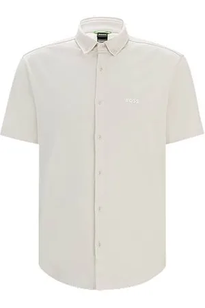 HUGO BOSS Regular-fit shirt in knitted wrinkle-resistant cotton