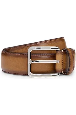 HUGO BOSS Italian-leather belt with contrast stitching