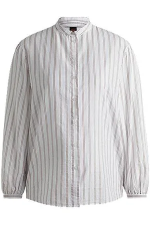 HUGO BOSS Regular-fit blouse in striped cotton poplin