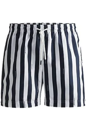 HUGO BOSS Striped quick-dry swim shorts with handwritten logos