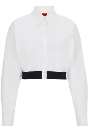 HUGO BOSS Relaxed-fit blouse with contrast branded waistband