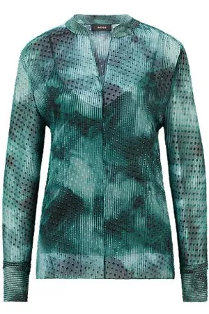HUGO BOSS Silk-blend blouse with seasonal print