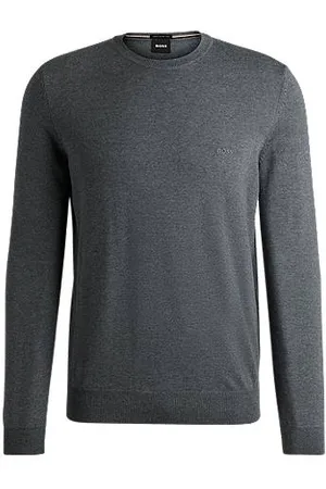 HUGO BOSS Regular-fit sweater in virgin wool with embroidered logo