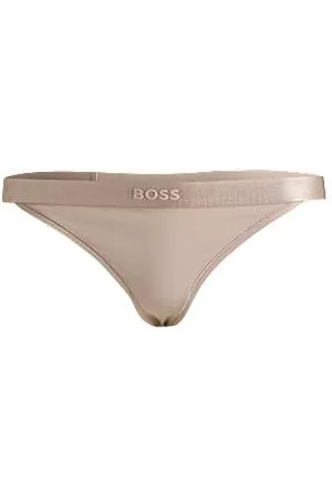 HUGO BOSS Cotton-blend thong with logo waistband