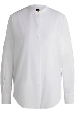 HUGO BOSS Regular-fit blouse in cotton-blend chambray