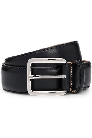 HUGO BOSS Italian-leather belt with contrast stitching