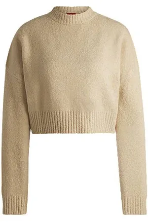 HUGO BOSS Cotton-blend relaxed-fit sweater with stacked logo