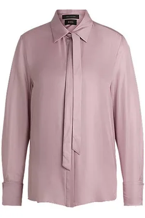 HUGO BOSS Italian-silk blouse with bow collar
